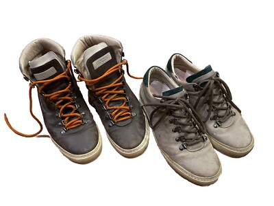 Lot Of 2 Stokton High & Low Sneakers Sz M9 EU42 High Quality Italian Leather