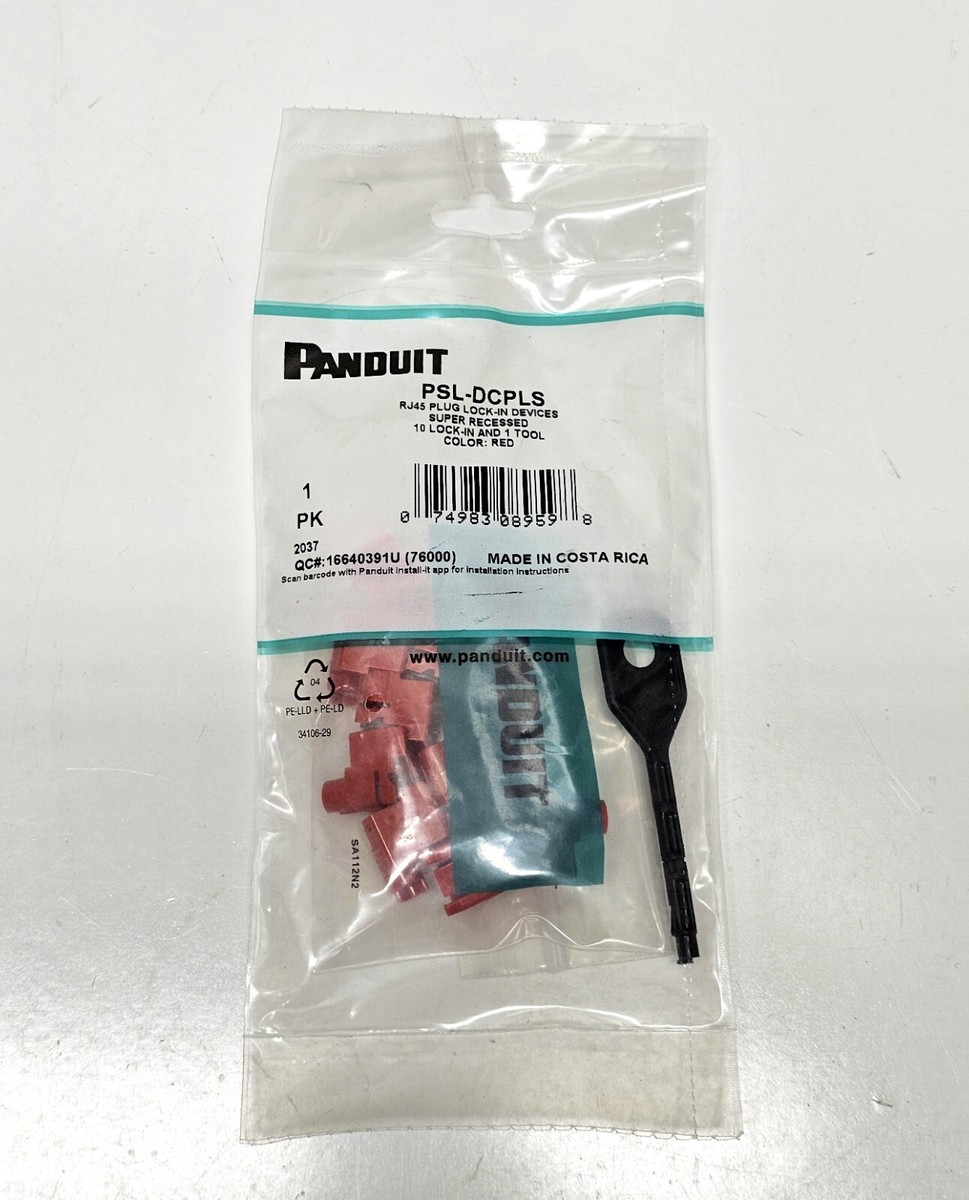 10 Pack Panduit PSL-DCPLS RJ45 Plug Lock-In Devices & 1 Tool RED