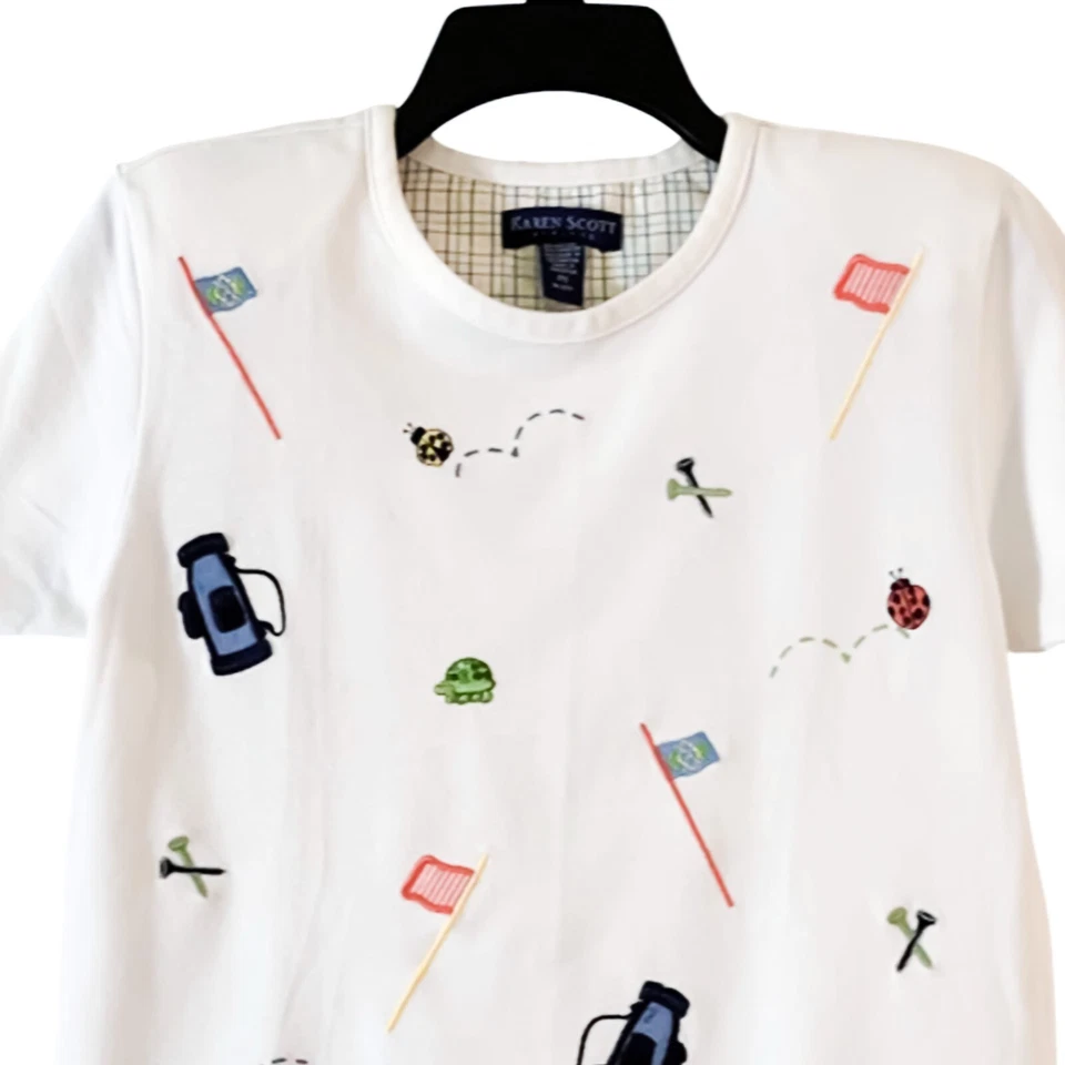 Top Karen Scott adornado cuello redondo para mujer talla PS Foto 2 de 4