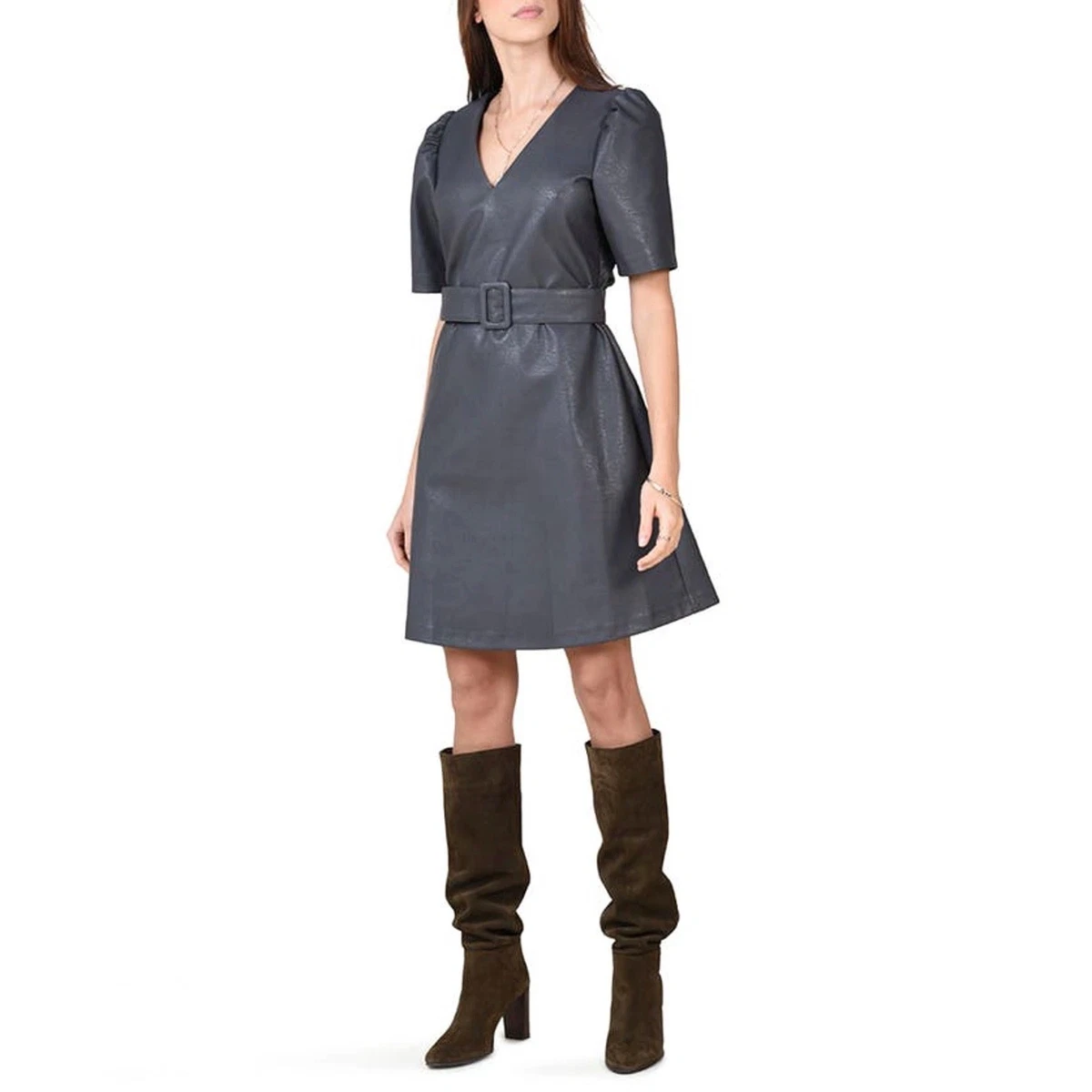 Faux Leather Gray Dresses for Women for sale