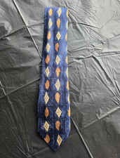 Bachrach Men's Woven Silk Geometric Tie Blue Gold Brown Made in Italy