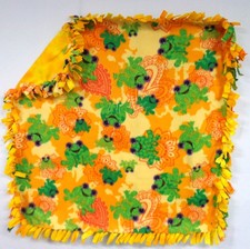 Handmade Baby / Pet / Fleece Tied Security Blanket -70's Frogs 34 x 36