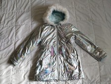 Girls 9/10 Disney FROZEN ELSA Sparkly Winter Hooded Jacket