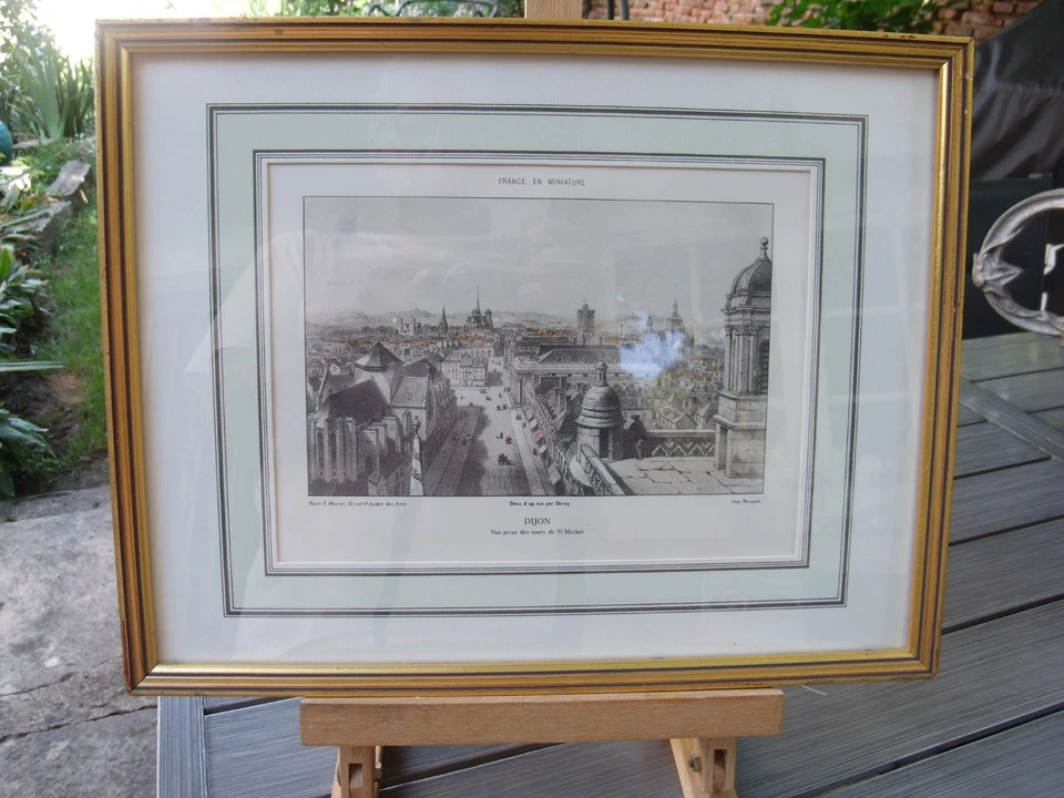 Superbe gravure 18 ème " Dijon tours Saint Michel " - Photo 3/3