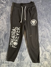 Marvel Black Panther Wakanda Forever Men's Jogger Pants XS Black Cotton Blend
