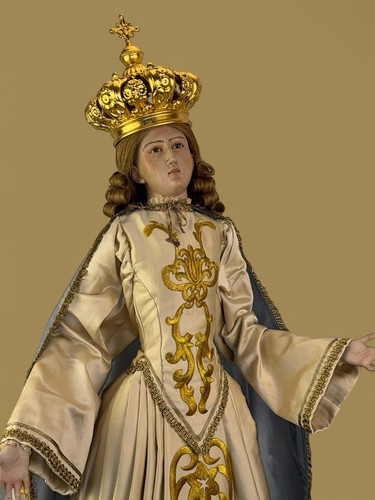Statua Madonna Assunta vestita immacolata arte sacra 120 cm venerazione Santa - Foto 3 di 22
