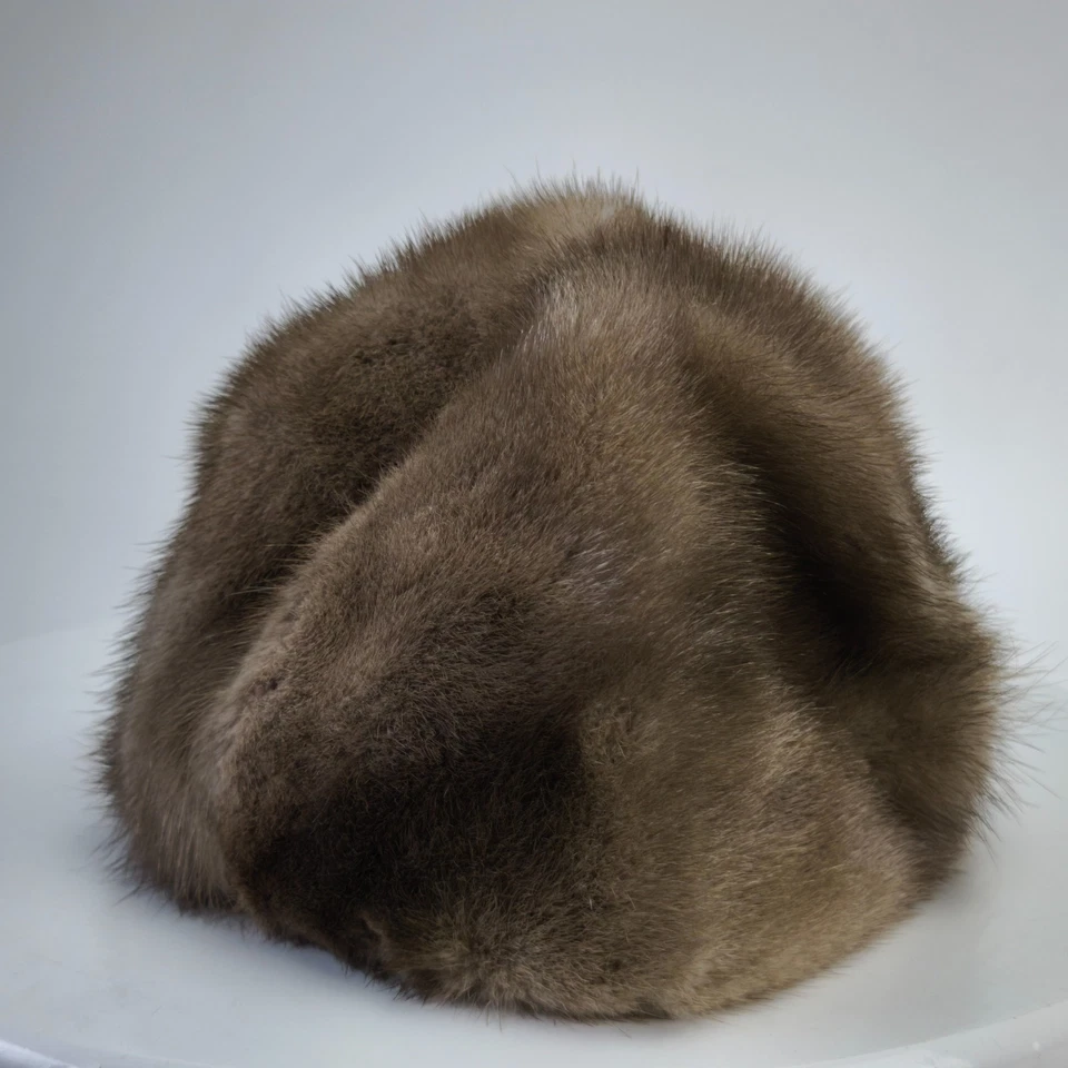 Chapeau vintage en fourrure de vison pour femme hiver chaud véritable... - Photo 3/4