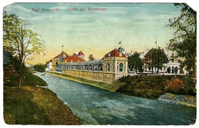 Germany UNP Vintage DB Architecture Postcard Bad Neuenahr Partie am Kurtheater