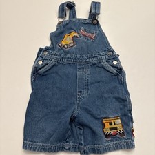 Vintage Y2K Matchbox Denim Jean Construction Overalls Romper Outfit Size 6