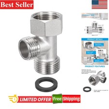 Bidet T Adapter 7/8 Inlet G 1/2 Outlet Nickel-Plated Brass Shower Diverter