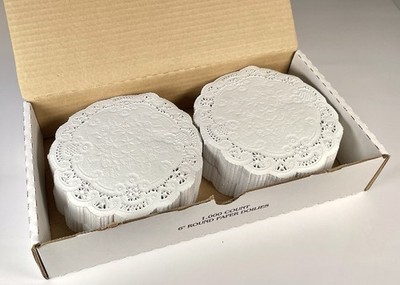 1000 - 6  Vintage Round WHITE FRENCH LACE Paper Doilies SMITH-LEE Cake Doilies