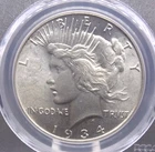 1934 "P" Peace SILVER Dollar $1 PCGS MS64 #075 Unc BU Uncirculated ECC&C, Inc.