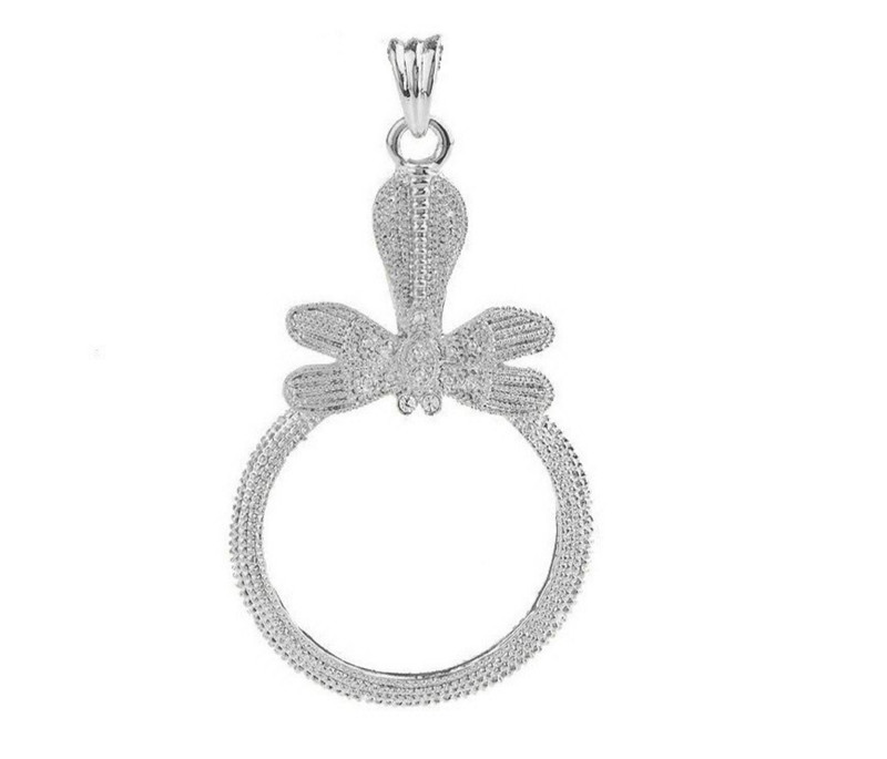 QVC Silvertone Magnifying Glass Dragonfly Pendant