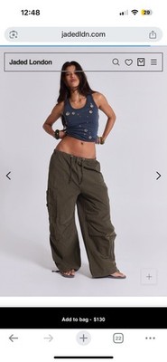Jaded London Women's Parachute Cargo Pants Size XS