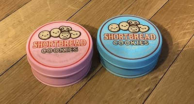 3D-gedruckte Shortbread Butter Keksdose Fidget Clickers rosa oder blau Design 