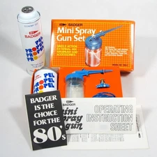 Badger # 250-4 Airbrush Set in Box Air Brush Mini Spray Gun Plus New 17 oz Can