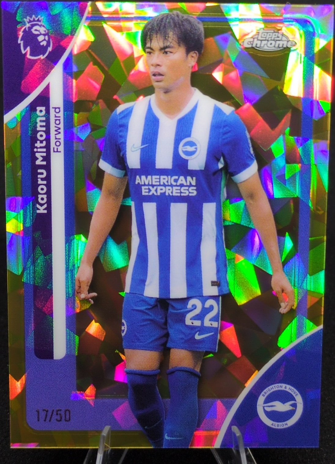 2025-26 Topps Chrome Kaoru Mitoma Gold Refractor 17/50 Premier League