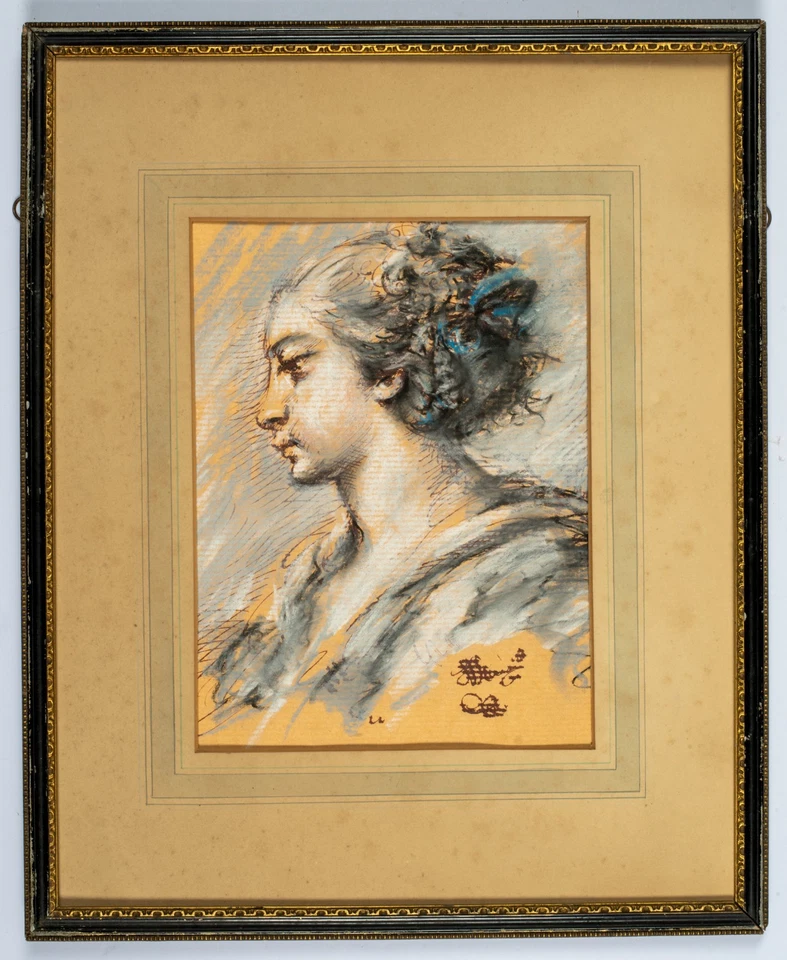 After Francois Boucher, антикварный чернильный и пастельный кабинет старых мастеров - Изображение 2 из 4