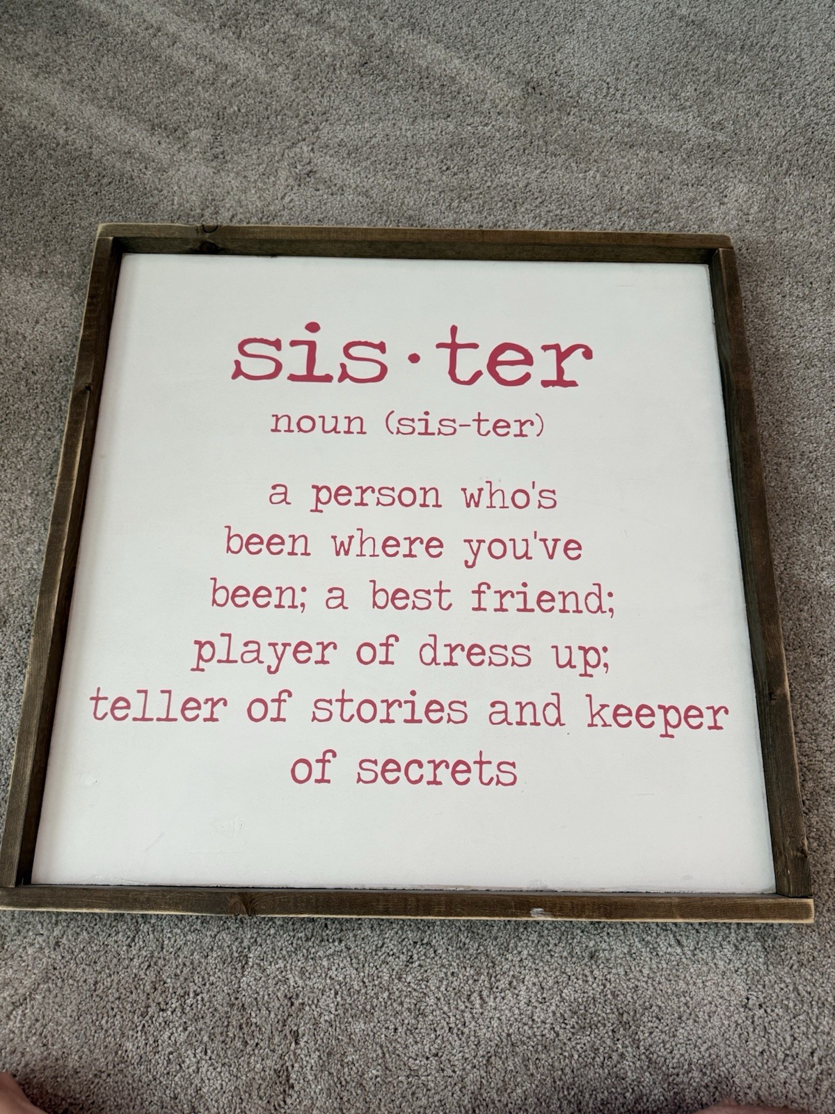 Wooden Sister Definition Quote Plaque