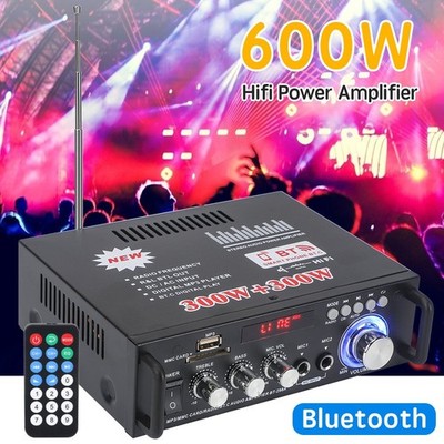 600W Bluetooth Mini Verstärker HiFi Power Audio Stereo Bass AMP USB MP3 FM Auto