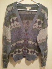 Vintage Clothing Cardigan Sweater - Expressions Worldwide - Medium M - Blue