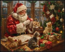 Purrfect Christmas DIY Chart Counted Cross Stitch Patterns Needlework DMC Color