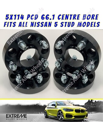 Passend für Nissan Elgrand X Trail Juke 20 mm Alufelgenabstandhalter Schraube 5x114 66,1 x 4