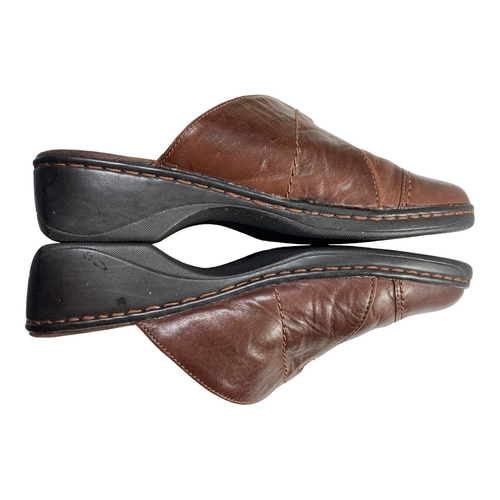 Bjorndal Ivy Clogs Brown Leather Mules Wedge Heel Comfort Shoes Womens 10M - Picture 6 of 9