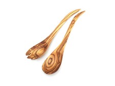 2er Set Salatbesteck London Länge wählbar Salatlöffel aus Olivenholz Handarbeit