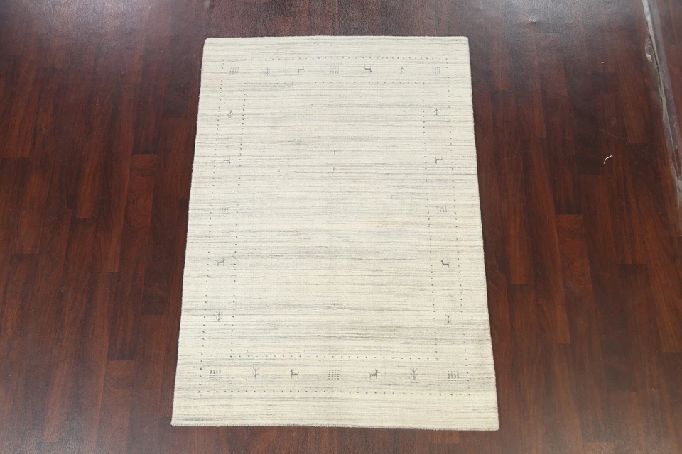 Ivory Gabbeh Accent Rug Hand-knotted Wool Rug 4x6 ft - Image 2 of 4