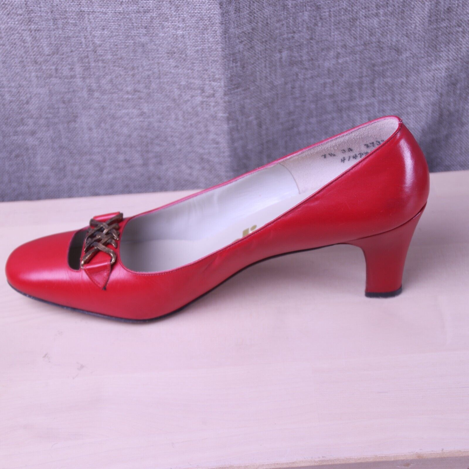 Vtg Palizzio Shoes Womens 7.5 3A Red Leather Heel… - image 4