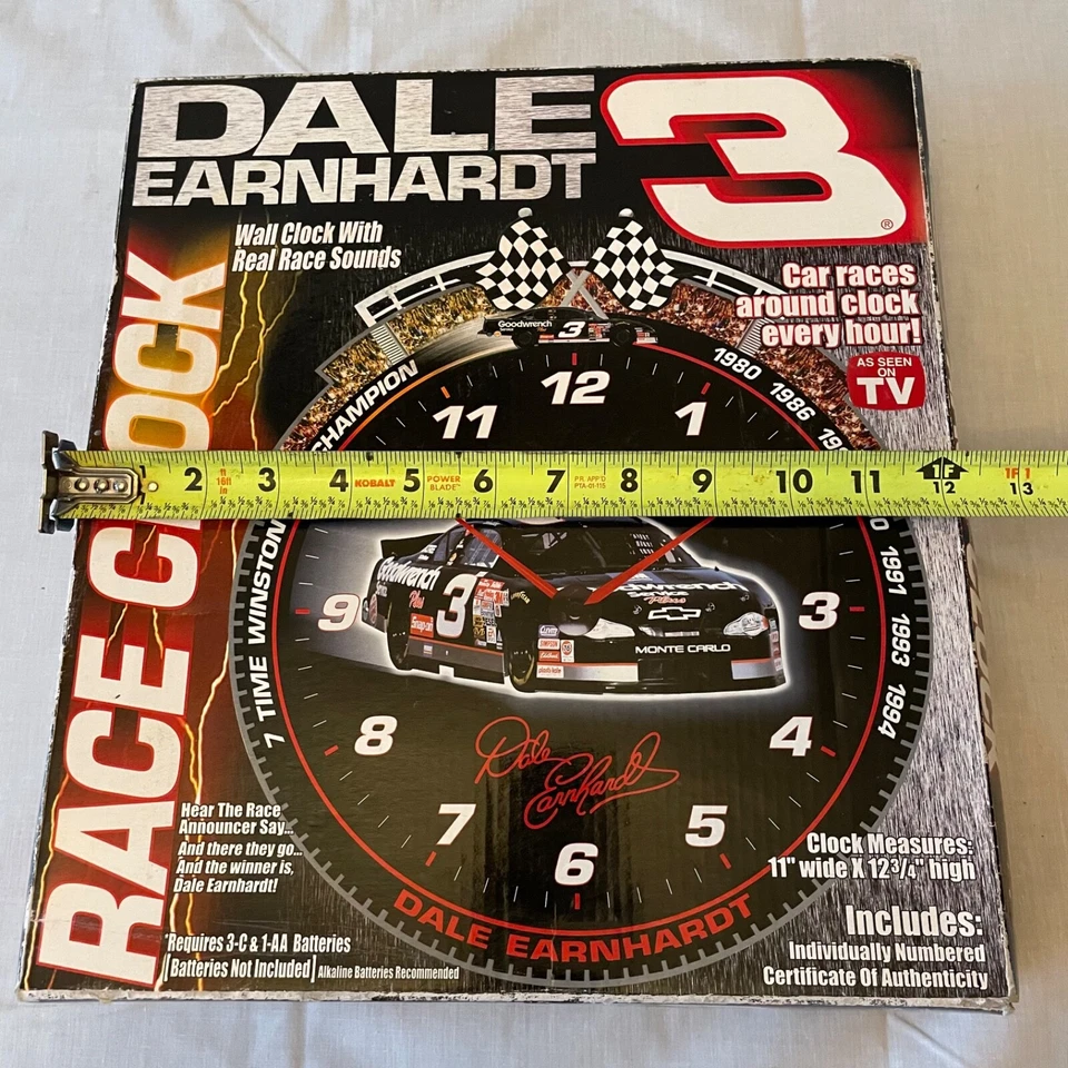 Reloj de pared vintage de colección Dale Earnhardt 3 para piezas de restauración Foto 4 de 4