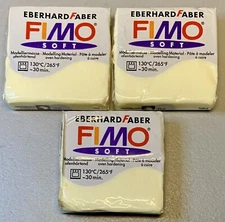 Lot-3 New Eberhard Faber FIMO Soft Modeling Claim Material White 56g Per Bar ￼