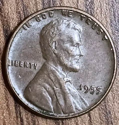1955 P Lincoln Wheat Penny - Ungraded Copper Coin In Good/Very Good Condition (Philadelphia Mint)