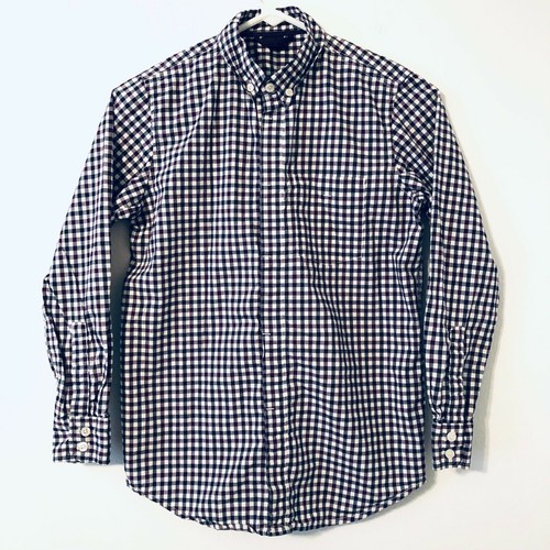 Gap Boys Size L (10) Blue & Burgundy Plaid Button Front Shirt Cotton