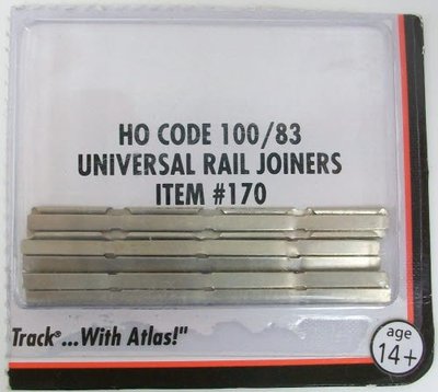 Atlas #170 Universal Metal Rail Joiners for HO Scale Code 100 & 83 Track 48 pcs