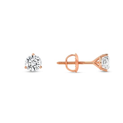 1/3 Ct Round LabCreated Grown Diamond Earrings 14K Rose Gold D/VVS Martini Screw