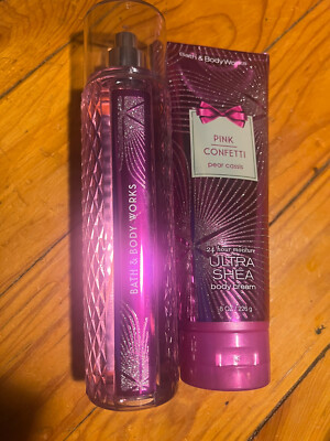 Bath & Body Works 1 X PINK CONFETTI 8 oz FRAGRANCE MIST & 8 Oz. BODY CREAM DUO