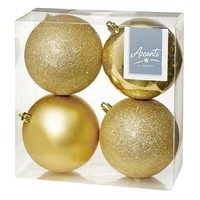 Weihnachts Shatterproof Kugeln 4Er Pack 100Mm Baum Dekoration Gold