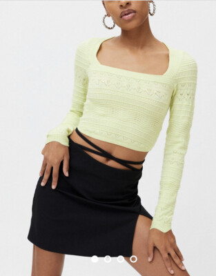 yellow square neck crop top