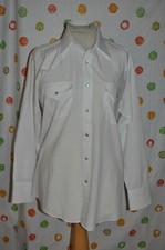 Vintage ELY CATTLEMAN MENS 16 - 32 WHITE snaps WESTERN LS SHIRT ROCKABILLY EUC