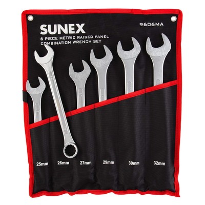 SUNEX TOOLS 9606MA 6Piece Raised Panel Combination Wrench Set (Raised Panel) CRV
