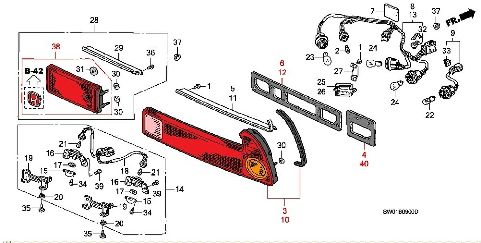 Decoración del panel central trasero genuino Honda OEM Acura NSX NA 75522-SL0-J61 Foto 3 de 4