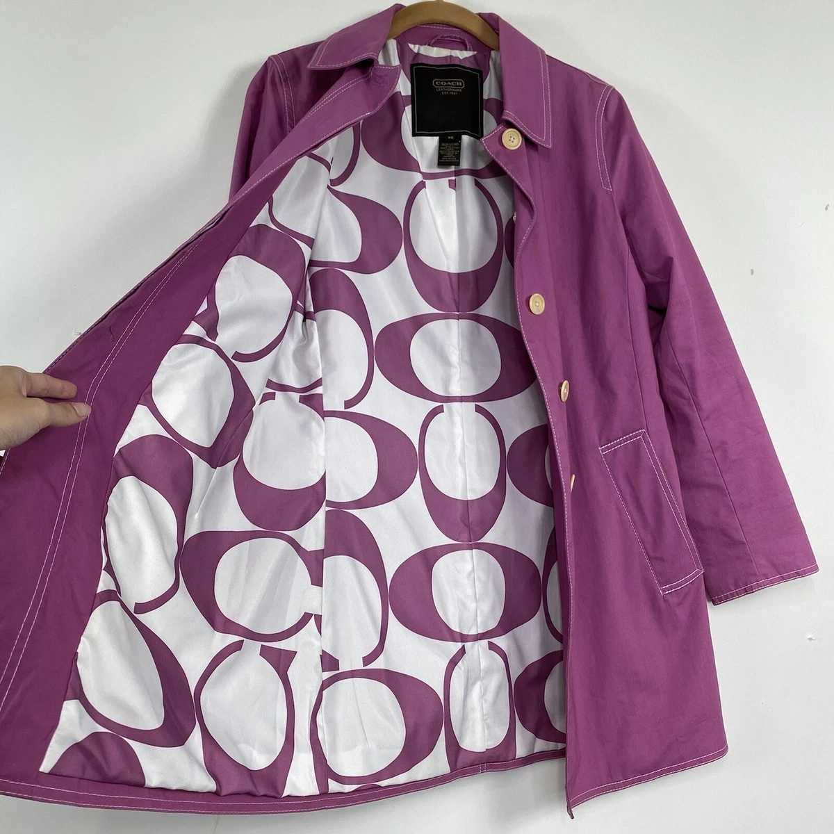 Coach pink trench clearance coat