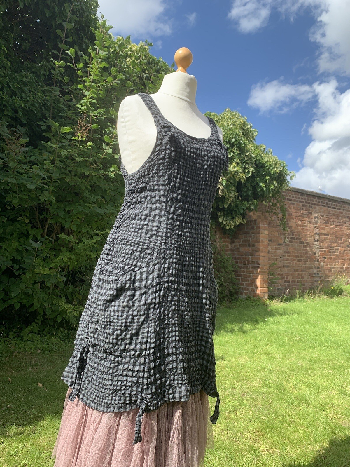 Beautiful Gingham Plaid Waffle Cottagecore Pinafore Quirky Hebbeding