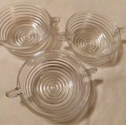 (3) Vintage "Anchor Hocking Manhattan" Clear Depression Sherbet Dessert Bowls