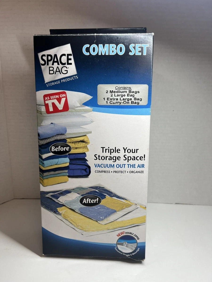 New ZIPLOC Vacuum Space Bag Combo Pack Travel Bag Med Large XL