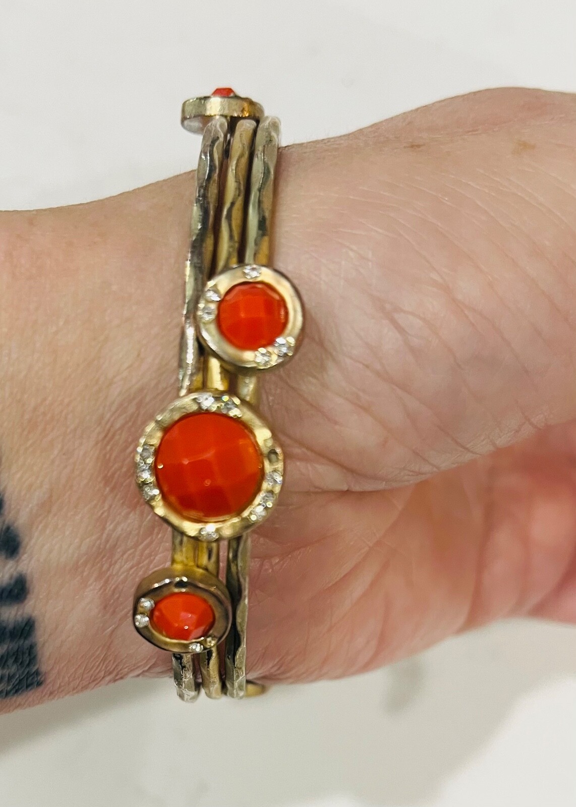 7 beautiful stackable bangles including red agate… - image 4
