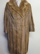 Vintage Genuine Mid Brown European Mink Fur Long Coat M Uk 12 Euro 40