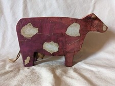 Vintage Hand Carved Wood Painted Milk Cow Folk Art